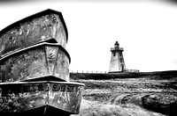 Souris Lighthouse with stacked boats